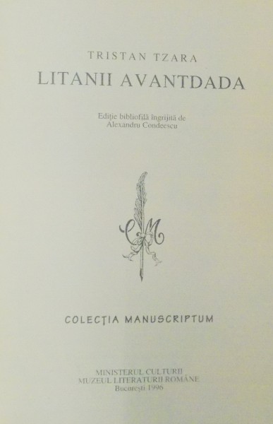 LITANII AVANTDADA de TRISTAN TZARA  1996,