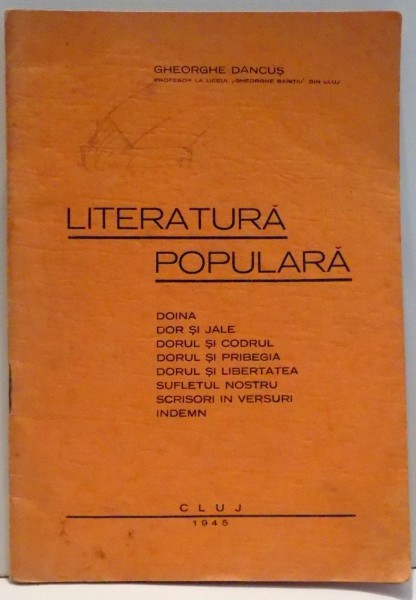 LITERATURA POPULARA de GHEORGHE DANCUS , 1945