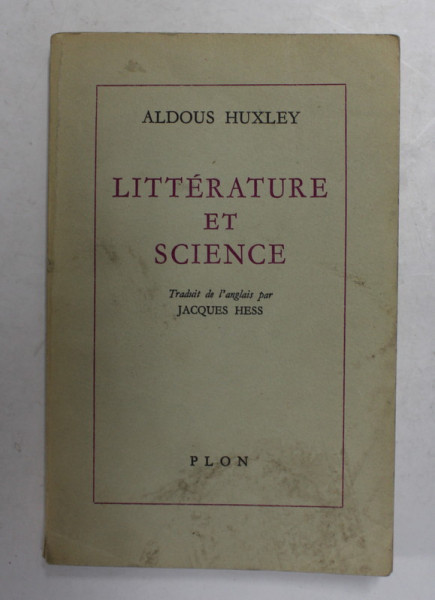 LITTERATURE ET SCIENCE par ALDOUS HUXLEY , 1966