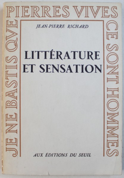 LITTERATURE ET SENSATION par JEAN - PIERRE RICHARD , 1954