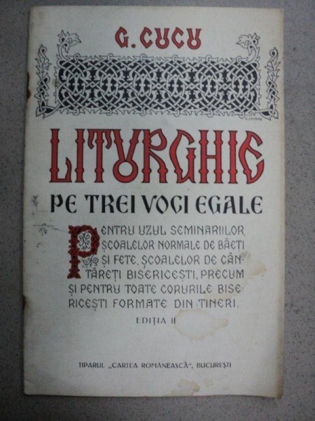 LITURGHIE PE TREI VOCI EGALE de G.CUCU