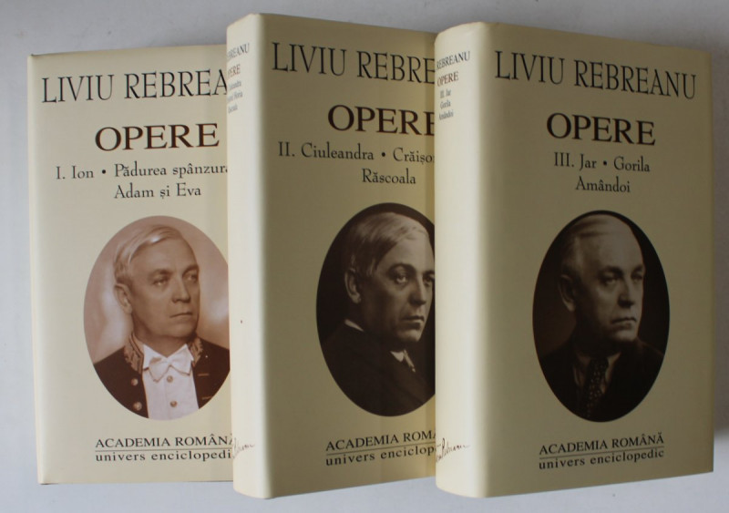 LIVIU REBREANU , OPERE , VOLUMELE I - III , EDITIE DE LUX , LEGATURA PIELE , HARTIE DE BIBLIE , 2001