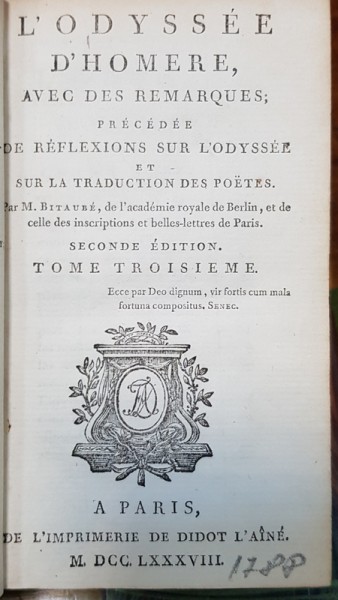 L'ODYSSEE D'HOMERE, SECOND EDITION ,TOME TROISIMEME - PARIS 1788