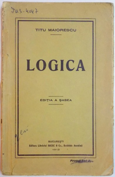 LOGICA de TITU MAIORESCU , 1913
