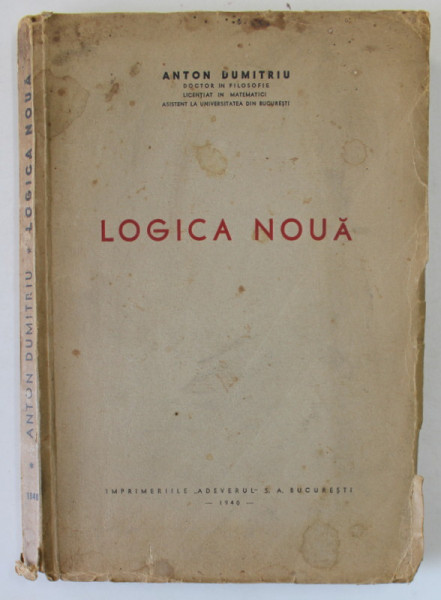LOGICA NOUA de ANTON DUMITRIU , 1940