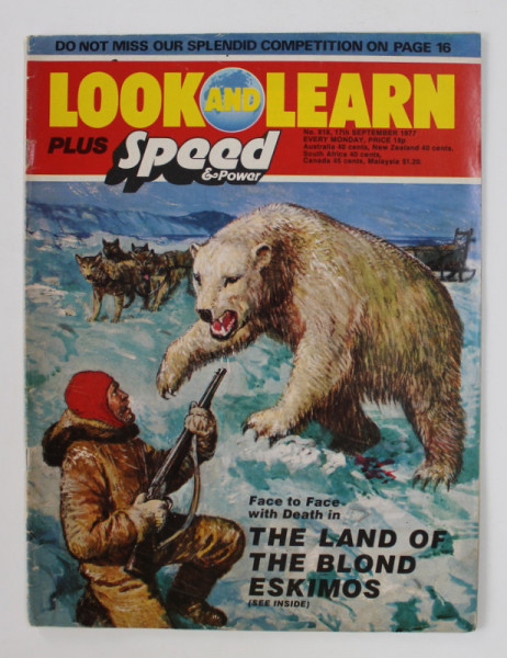 LOOK AND LEARN PLUS SPEED AND  POWER , REVISTA ENGLEZA PENTRU COPII , STIINTA , ISTORIE , GEOGRAFIE , ETC., 17 SEPT. , 1977