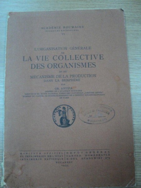 L'ORGANISATION GENERALE DE LA VIE COLLECTIVE DES ORGANISMES