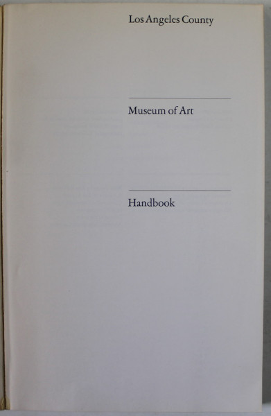 LOS ANGELES COUNTY , MUSEUM OF ART , HANDBOOK , 1977
