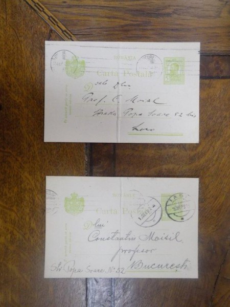 Lot de doua carti postale adresate lui Constantin Moisil 1913
