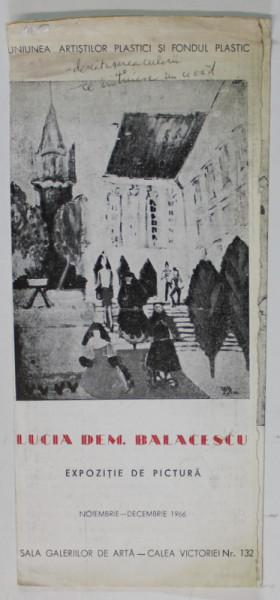 LUCIA DEM BALACESCU , EXPOZITIE DE PICTURA , PLIANT , 1966