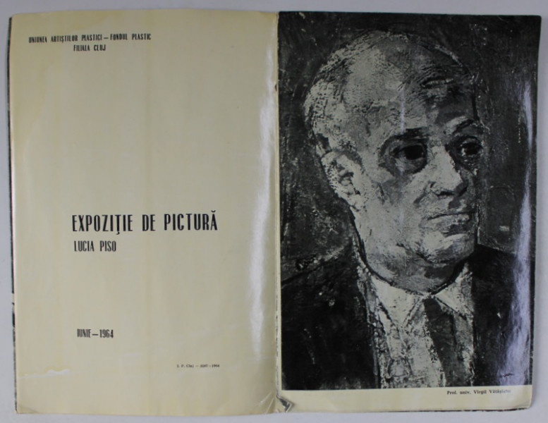 LUCIA PISO , CATALOG DE EXPOZITIE , 1964, PREZINTA HALOURI DE APA , CONTINE DEDICATIA ARTISTEI *