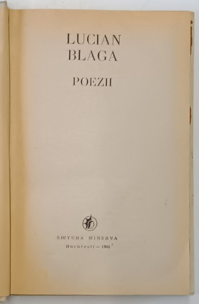 LUCIAN BLAGA - POEZII , 1981