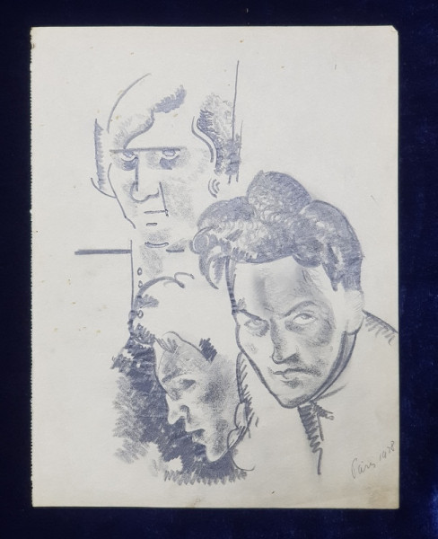 LUCRETIA  MIHAIL SILION ,  STUDII DE PORTRET , DESEN , PARIS , 1928