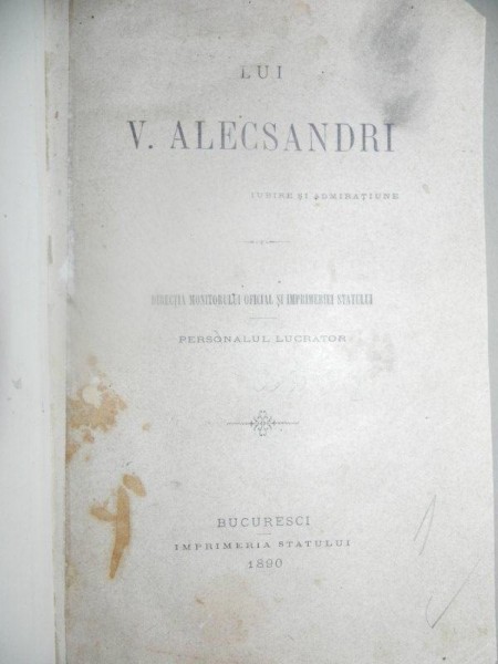 LUI V. ALECSANDRI  -BUC. 1890 