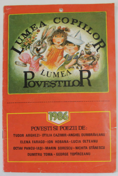 LUMEA COPIILOR , LUMEA POVESTILOR , 1986 , CALENDAR ILUSTRAT