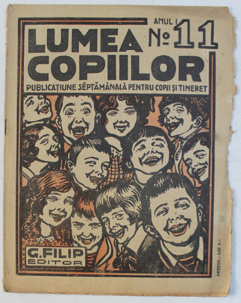 ' LUMEA COPIILOR ' PUBLICATIUNE SAPTAMANALA PENTRU COPII SI TINERET , DESENE de ARY MURNU ,  ANUL I , NR. 11 , 2 APRILIE  , 1922