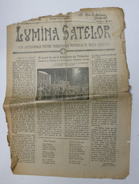 LUMINA SATELOR - FOAIE SAPTAMANALA PENTRU INDRUMAREA POPORULUI IN VIATA CRESTINA , ANUL 25 , NR. 51 , 25 DEC. 1946