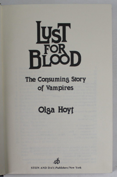 LUST FOR BLOOD by OLGA HOYT , 1984