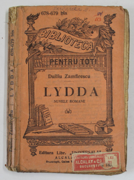 LYDDA , NUVELE ROMANE de DUILIU ZAMFIRESCU , EDITIE INTERBELICA