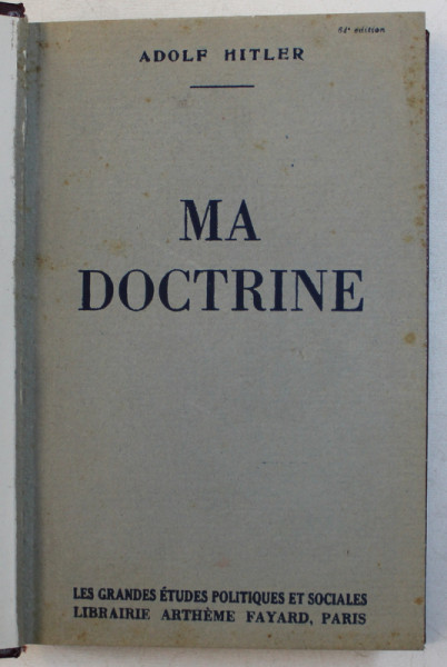 MA DOCTRINE par ADOLF HITLER , 1942