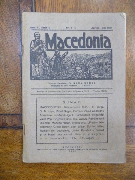 Macedonia, Anul VI, Seria II, Nr.  3-4, Aprilie Mai 1932