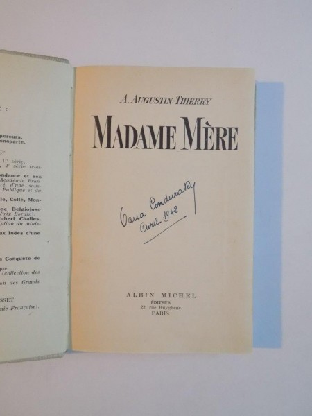 MADAME MERE par A. AUGUSTIN-THIERRY,  PARIS  1939