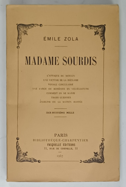 MADAME SOURDIS par EMILE ZOLA , 1947