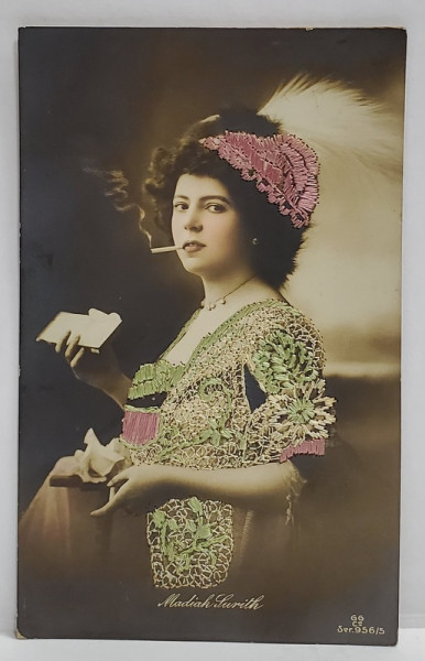 MADIAH SURITH FUMAND ,  CARTE  POSTALA CU CUSATURI DIN FIR DE MATASE , INCEPUTUL SEC. XX