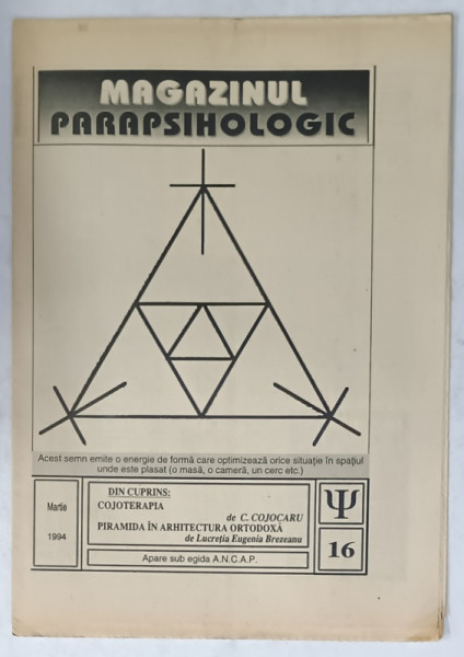 MAGAZINUL PARAPSIHOLOGIC , REVISTA , NR. 16 , 1994