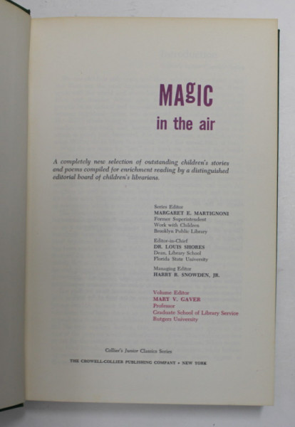MAGIC IN THE AIR , a selection by MARGARET E. MARTIGNONI , 1962