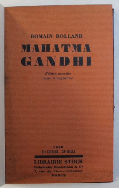 MAHATMA  GANDHI par ROMAIN ROLLAND , 1926