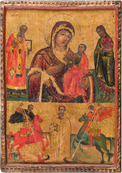 Maica Domnului cu Pruncul 'HODEGETRIA' Icoana Greceasca, Secol XVIII