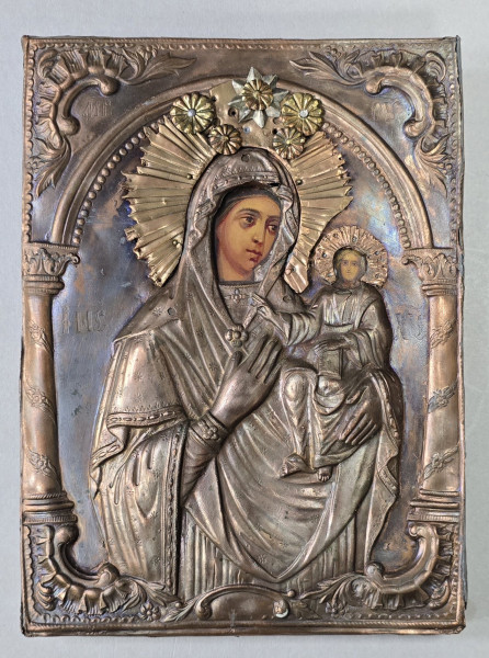 Maica Domnului cu Pruncul. Icoana Romaneasca cu ferecatura, Secol XIX