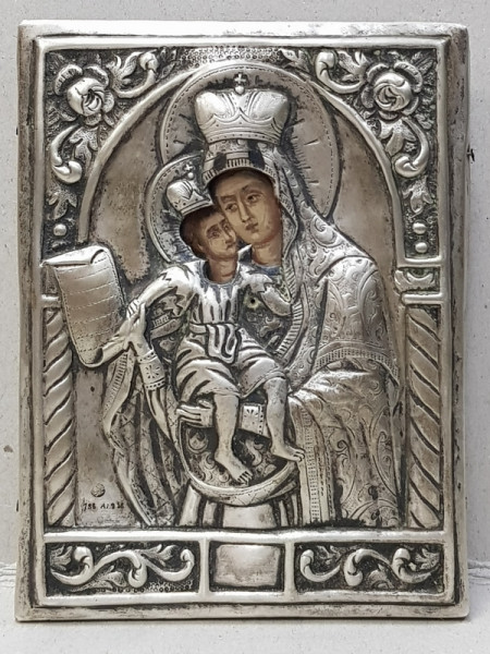 Maica Domnului cu Pruncul, Icoana Romaneasca din argint datata '938'