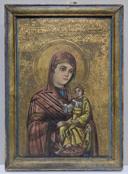 Maica Domnului cu Pruncul, Icoana Romaneasca pe Lemn, cca. 1900