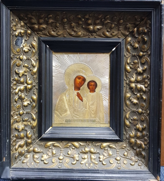 Maica Domnului cu Pruncul, Icoana Ruseasca cu ferecatura din argint aurit 1877