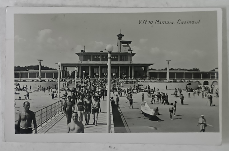 MAMAIA , CAZINOUL VAZUT DE PE PASARELA , CARTE POSTALA ILUSTRATA , PERIOADA  INTERBELICA