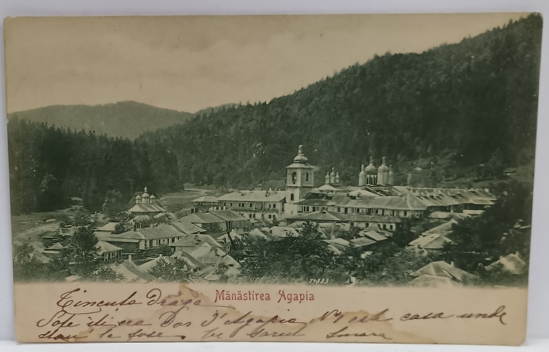 MANASTIREA AGAPIA , VEDERE GENERALA , CARTE POSTALA , CLASICA , DATATA 1900