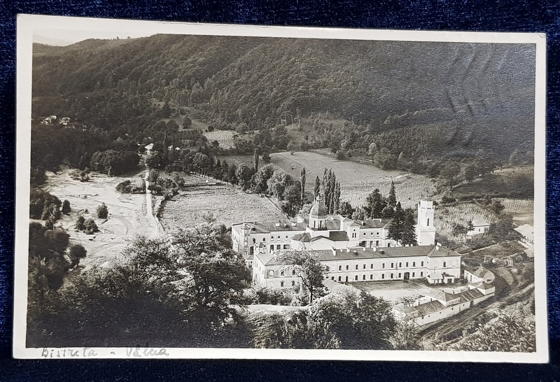 MANASTIREA BISTRITA  - VALCEA , VEDERE GENERALA , CARTE POSTALA ILUSTRATA , FOTOGRAFIE ORIGINALA J. FISCHER , SIBIU , MONOCROMA  , CIRCULATA , DATATA 1940