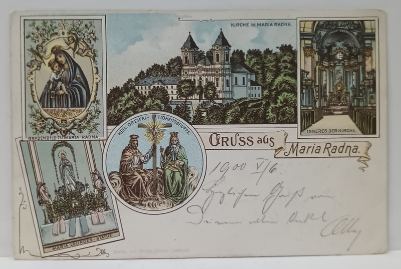 MANASTIREA  MARIA RADNA , MONTAJ CU CINCI IMAGINI , CROMOLITOGRAFIE , CARTE POSTALA  CLASICA , DATATA  1900