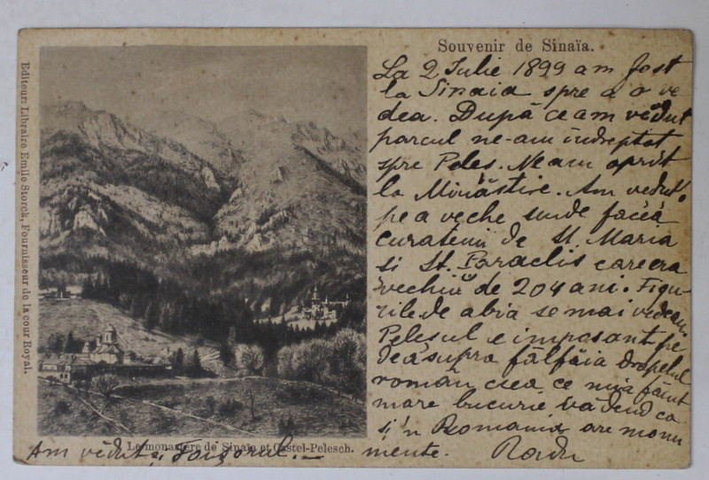 MANASTIREA SINAIA SI CASTELUL PELES , CARTE POSTALA , CLASICA