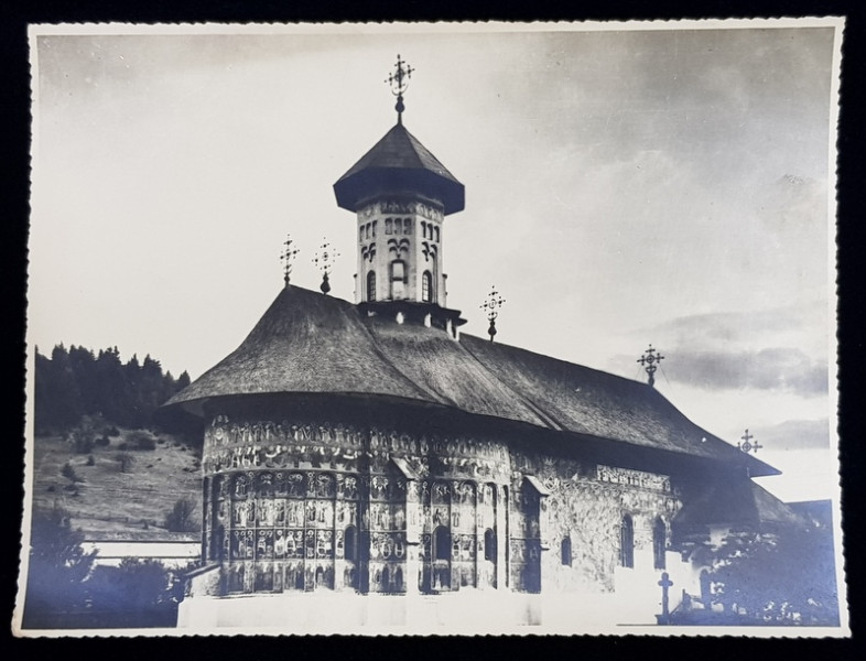 MANASTIREA SUCEVITA , VEDERE EXTERIOARA , FOTOGRAFIE MONOCROMA , PERIOADA INTERBELICA