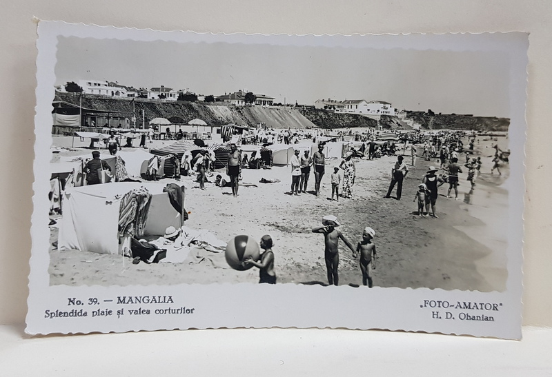 MANGALIA - SPLENDIDA PLAJE SI VALEA CORTURILOR , FOTO AMATOR H.D. OHANIAN , TIP CARTE POSTALA , MONOCROMA, CIRCULATA , DATAT 1935