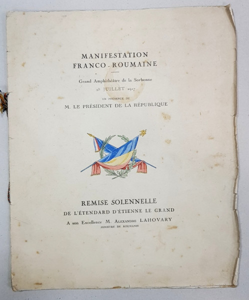 MANIFESTATION FRANCO ROUMAINE, GRAND AMPITHEATRE DE LA SORBONNE 28 JUILLET 1917