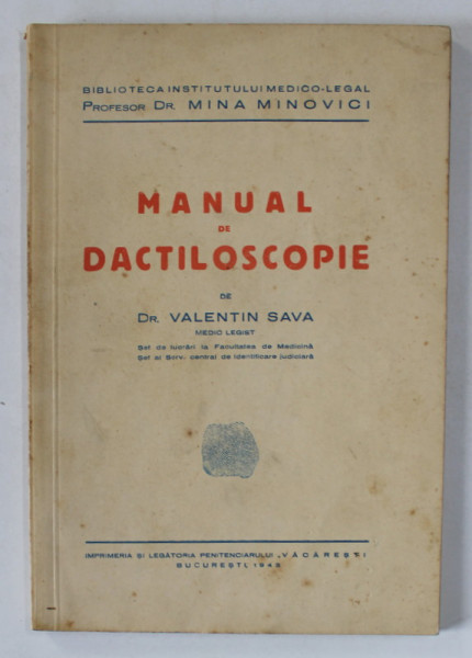 MANUAL DE DACTILOSCOPIE de VALENTIN SAVA , 1943