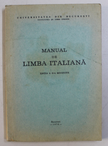 MANUAL DE LIMBA ITALIANA , 1978