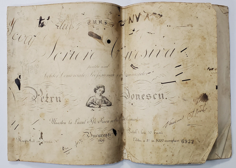 MANUAL DE SCRIERE CURSIVA PENTRU UZUUL SCOALEOR COMERCIALE de PETRU IONESCU , 1909