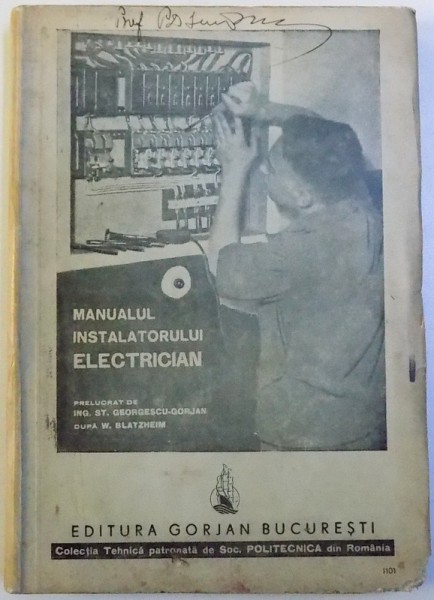 MANUALUL INSTALATORULUI ELECTRICIAN de W. BLATZHEIM , prezinta halouri de apa