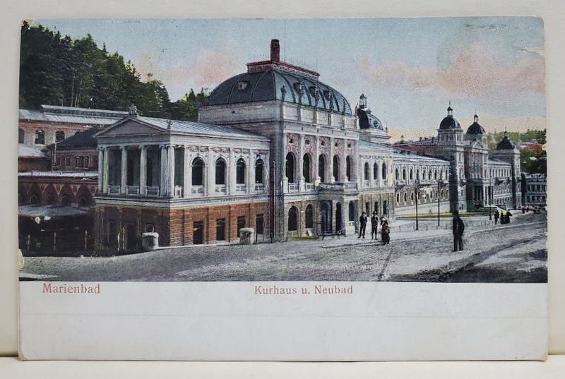 MARIENBAD - KURHAUS u. NEUBAD , CARTE POSTALA ILUSTRATA , EMBOSATA , 1911