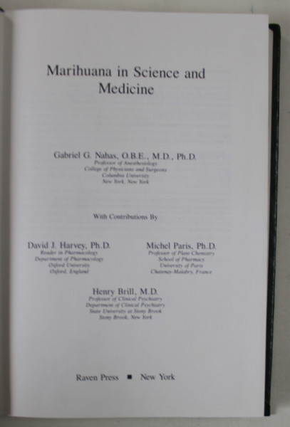 MARIHUANA IN SCIENCE AND MEDICINE by GABRIEL G. NAHAS , 1984